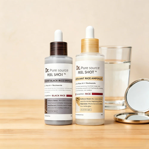 Peel Shot Glow Rice Ampoule Duo White rice ampoule+Black rice ampoule Soft Exfoliating Face and Body Scrub Dead Skin Cells, Blackheads Remover for All Skin Types2