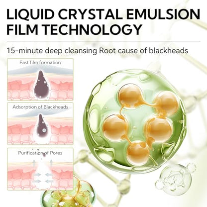 Blackhead Remover Set Nose Pore Strips & Peel-Off Face Mask, 30g Mask + 60 Pore Papers for Deep Cleansing