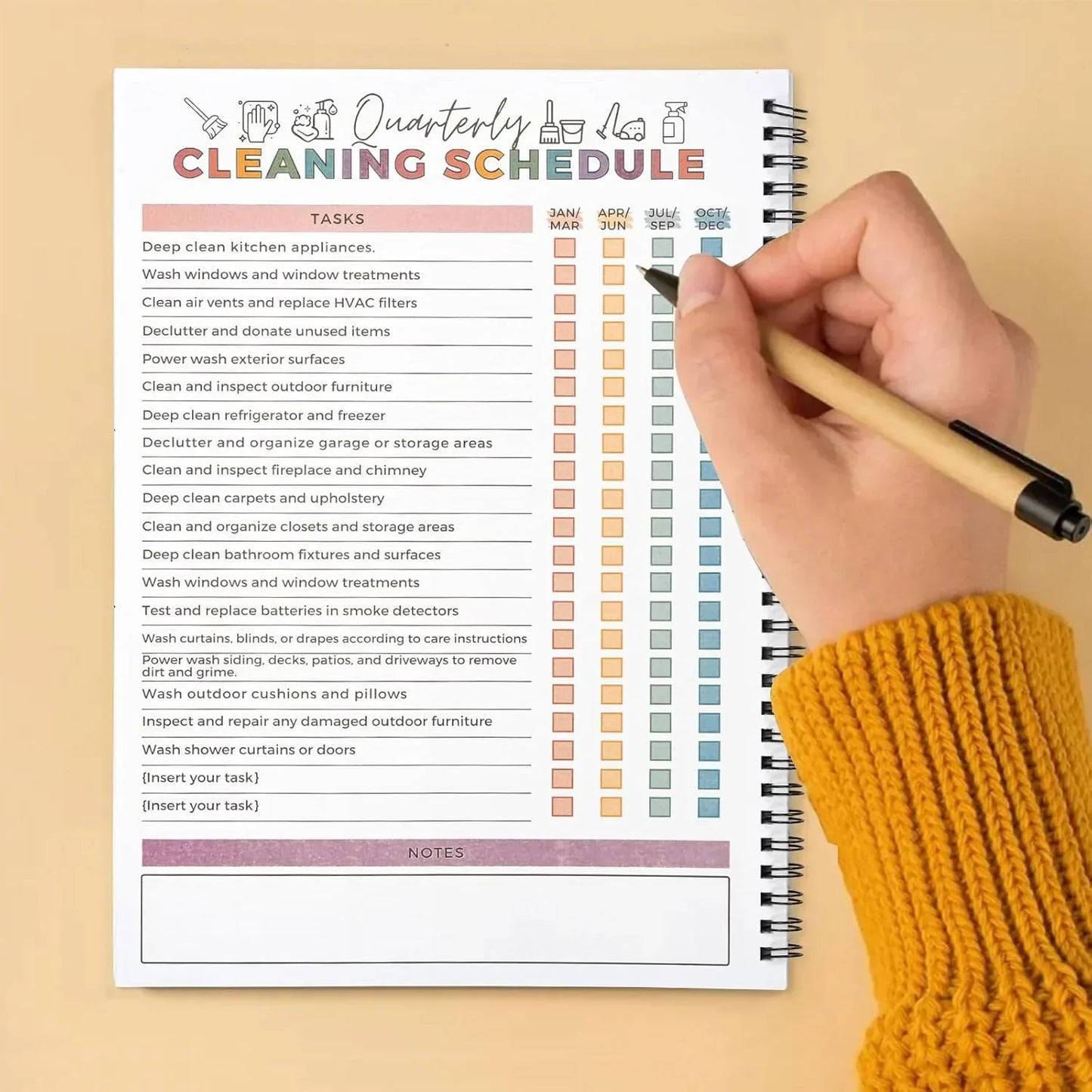 ADHD Cleaning Planner – A4 Organization Notebook with Daily Checklists & Durable Cover – Plannerbook