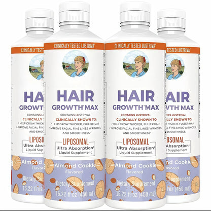Organics Women's Hair Growth MAX Liposomal | with Lustriva + Biotin 10000mcg + Pumpkin Seed Oil | Thicker Hair | Hair Care | Wrinkles, Fine Lines, Skin Care | Ages 18+ | 15.22 Fl Oz