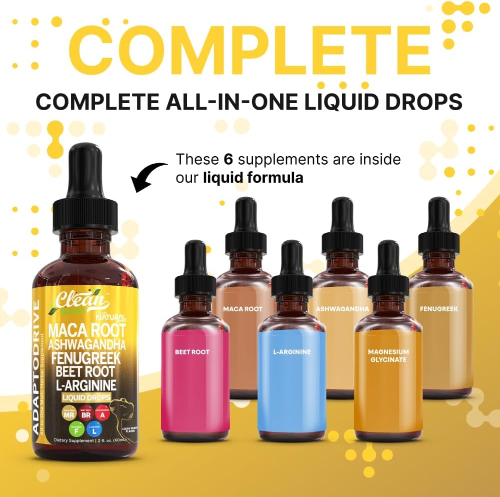 Organic Maca Root Liquid Drops Liquid Multivitamin for Women & Men Adapto Drive