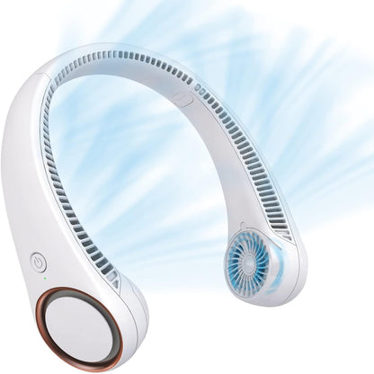 Portable Neck Fan – Hands-Free Bladeless 360° Cooling, 4000mAh USB Rechargeable, 3-Speed Quiet Wearable Fan