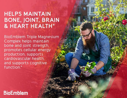 Triple Magnesium Complex 300mg|High Absorption Chelated Formula | Vegan, Non-GMO, Gluten-Free | 90 Capsules