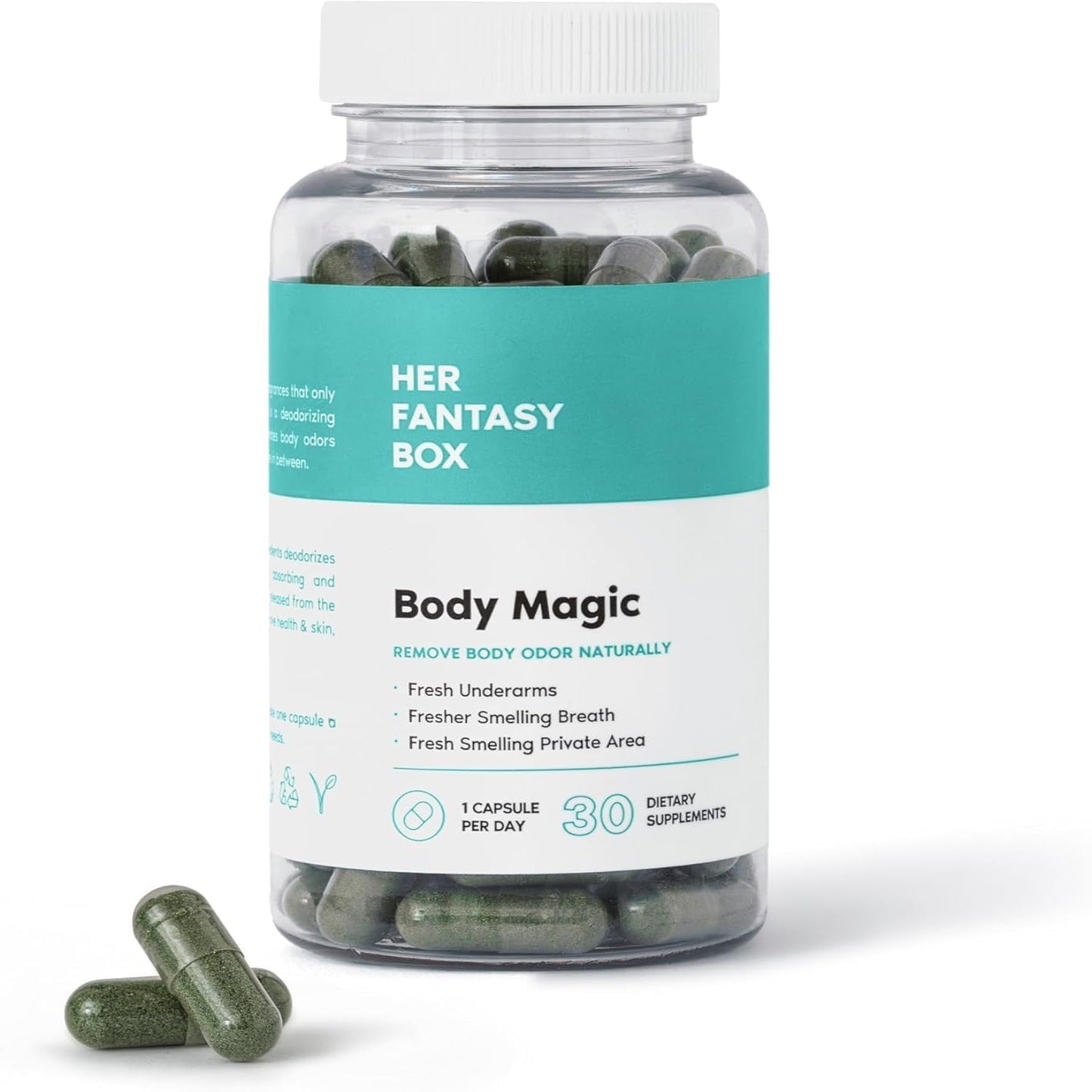 Body Magic Chlorophyll Capsules Vegan Detox, Digestion & Gut Health Support, Skin & Oily Skin Care 30 Count