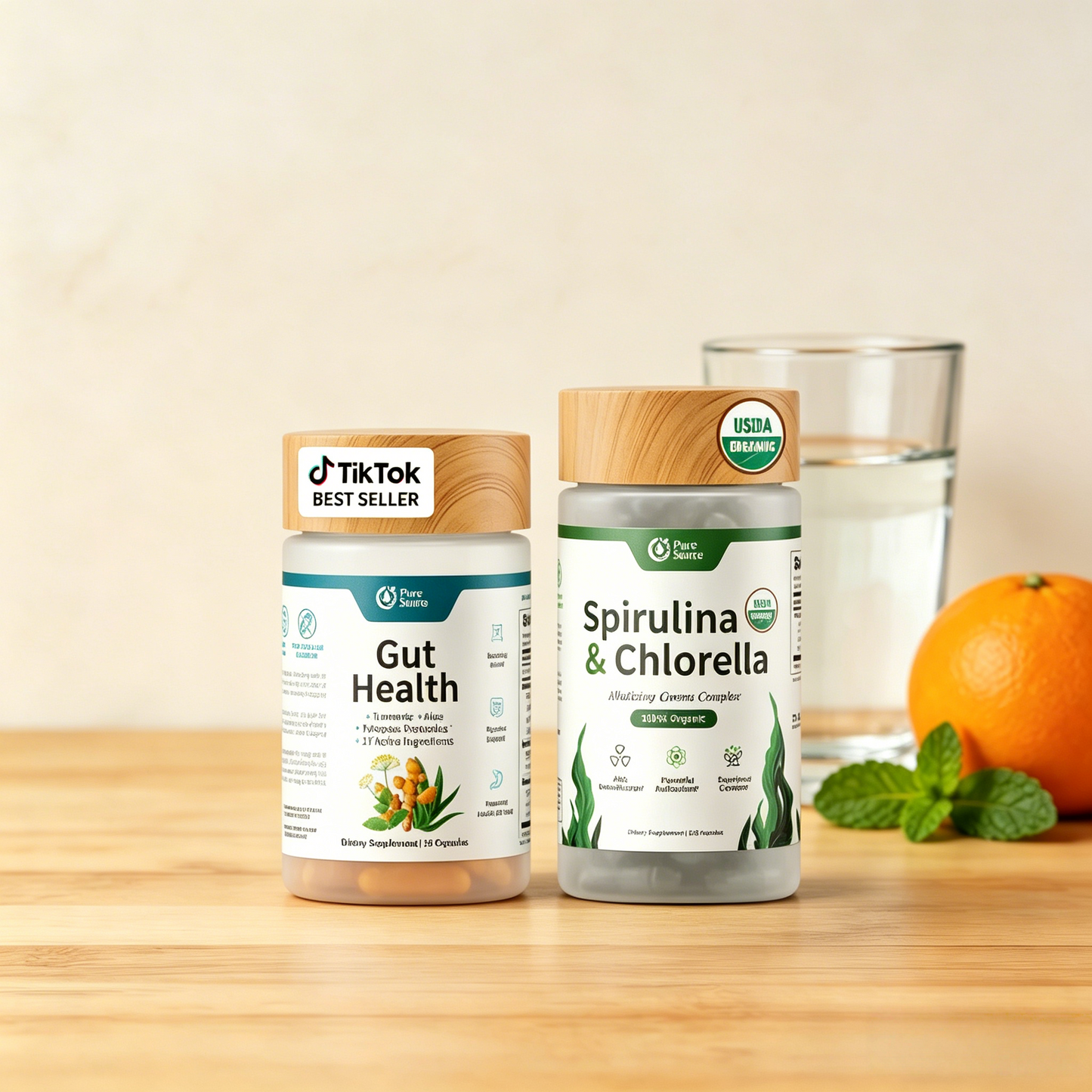 Gut Health Bundle，The 2-in-1 Gut Reset & Cellular Detox Duo: Spirulina & Chlorella Blend，Soothe &amp; Restore Gut Health