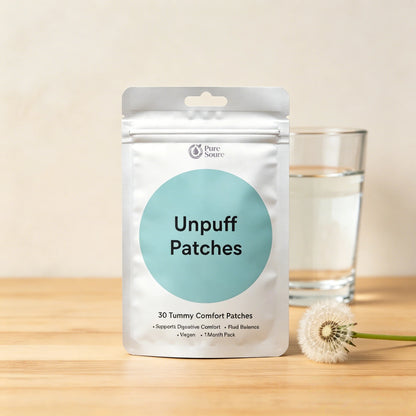 Unpuff Detox Patches | Dandelion & Ginger Herbal Vitamin Patch for Bloating & Water Retention | 30 Vegan Patches