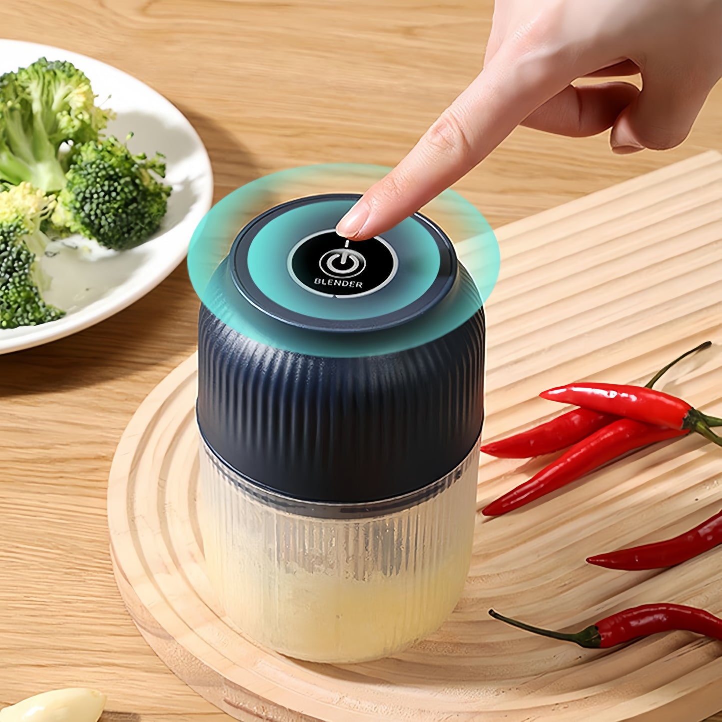 Wireless USB Mini Electric Chopper – 300ml Food Processor for Garlic, Meat, Vegetables & Onion (Portable, Rechargeable)