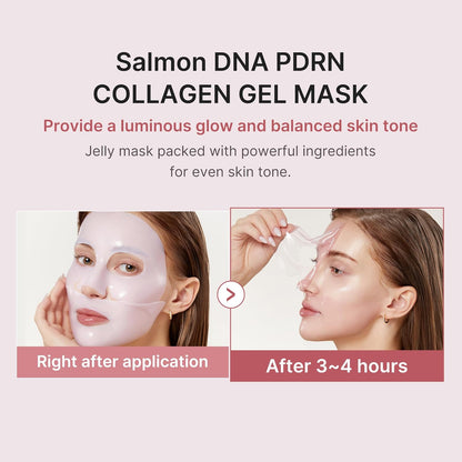 Jelly Gel Mask with Salmon PDRN Pink Collagen | Overnight Face Mask for Glass Glow Skin | Elasticity, Hydrating| 28g x 4ea