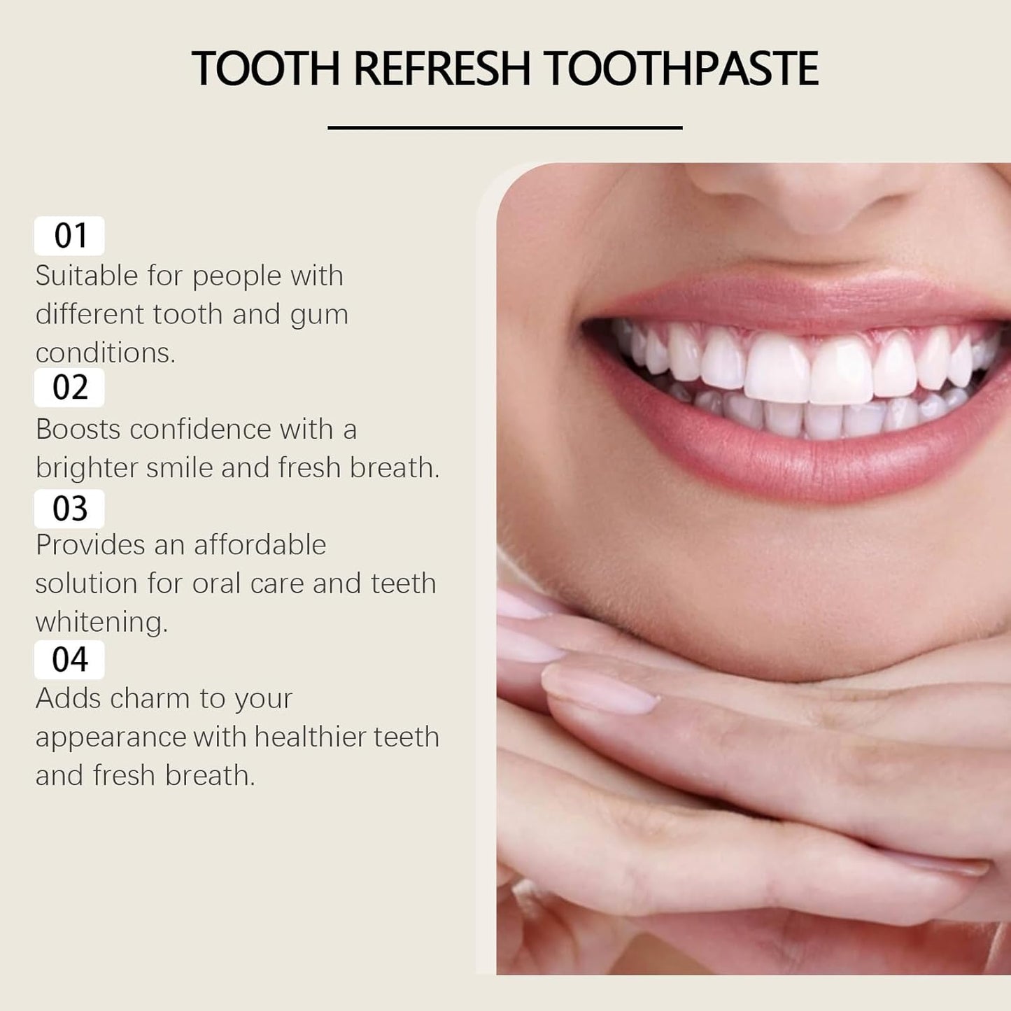 Whitening Toothpaste for Fresh Breath - Gentle Mint Formula, Stain Removal, Oral Care, Teeth Cleaning, Minty Freshness ,Suitable for the whole family(100g)
