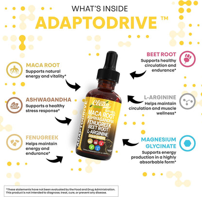 Organic Maca Root Liquid Drops Liquid Multivitamin for Women & Men Adapto Drive