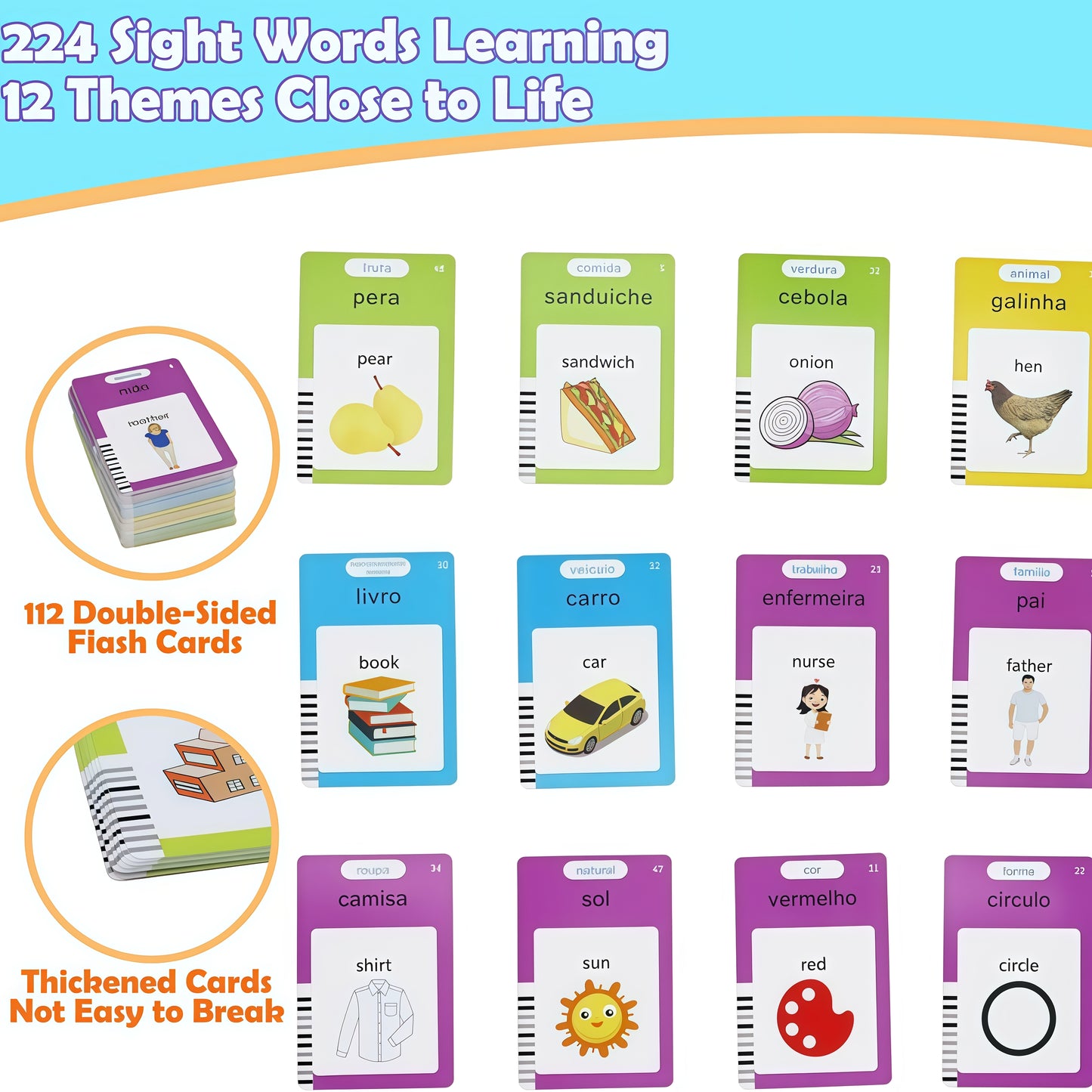 224/510 Words Bilingual Talking Flash Cards – English & Spanish | Autism Sensory Speech Therapy Toys for Toddlers 3-8 | Educational Gift