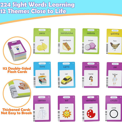224/510 Words Bilingual Talking Flash Cards – English & Spanish | Autism Sensory Speech Therapy Toys for Toddlers 3-8 | Educational Gift
