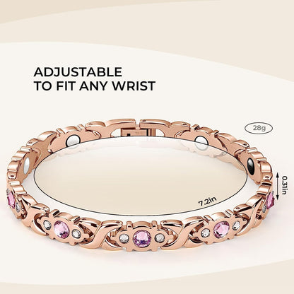 Rose Gold Magnetic Menopause Therapy Bracelet, Relieve Hot Flashes & Anxiety