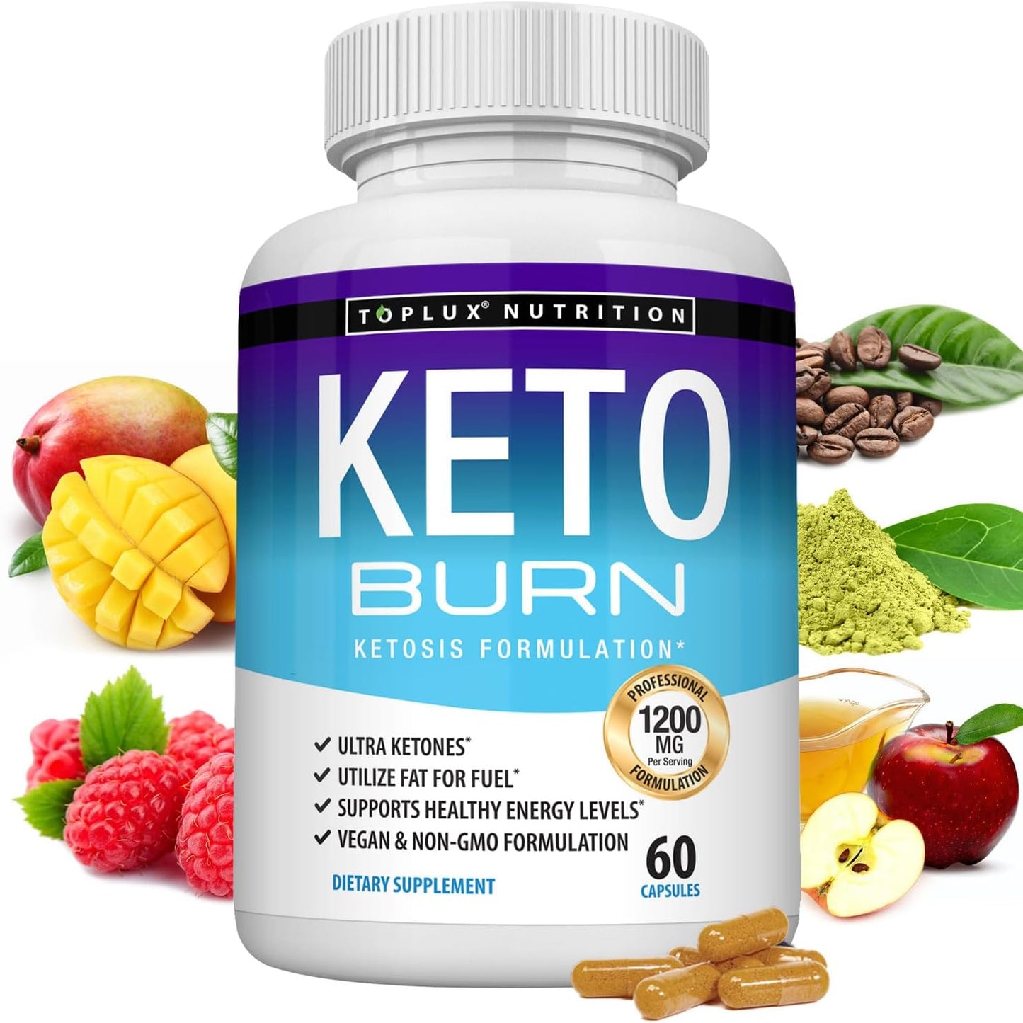 Keto Burn Pills Ketosis Weight Loss - 1200 Mg Ultra Advanced Natural Ketogenic Fat Burner Using Ketone Diet for Men Women