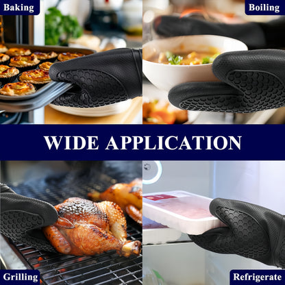 Silicone Oven Mitts – Heat & Water Resistant, Non-Slip, Cotton Lining for Kitchen & BBQ