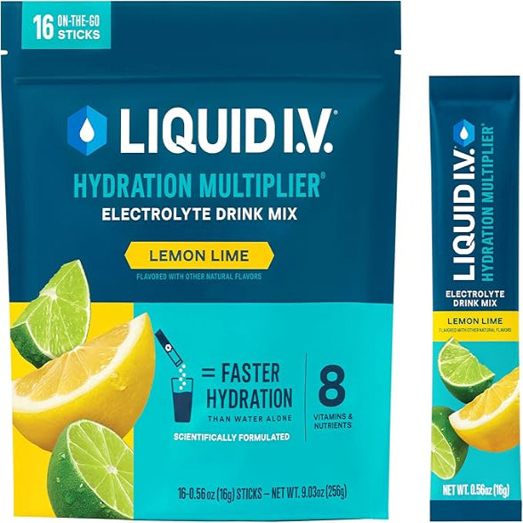 Hydration Multiplier - Lemon Lime - Hydration Powder Packets | Electrolyte Drink Mix | Easy Open Single-Serving Stick | Non-GMO | 16 Sticks