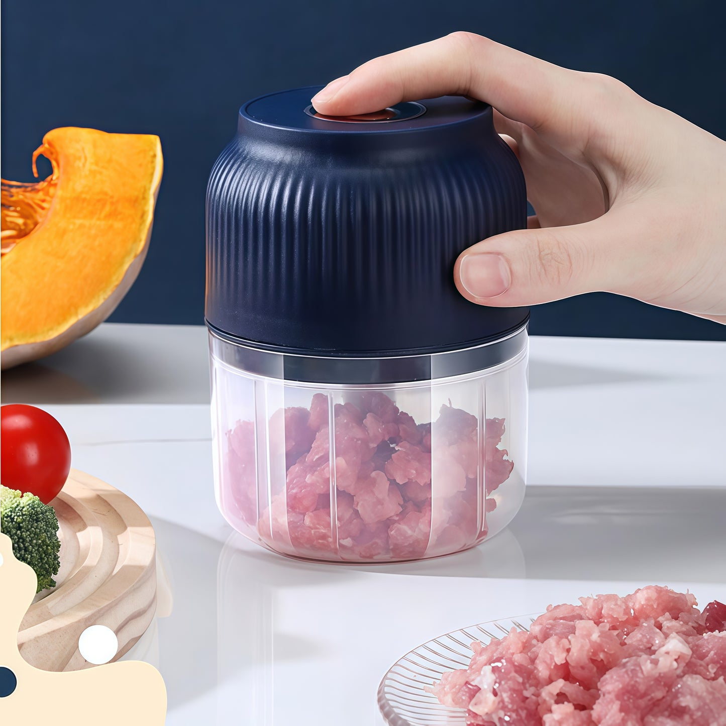 Wireless USB Mini Electric Chopper – 300ml Food Processor for Garlic, Meat, Vegetables & Onion (Portable, Rechargeable)