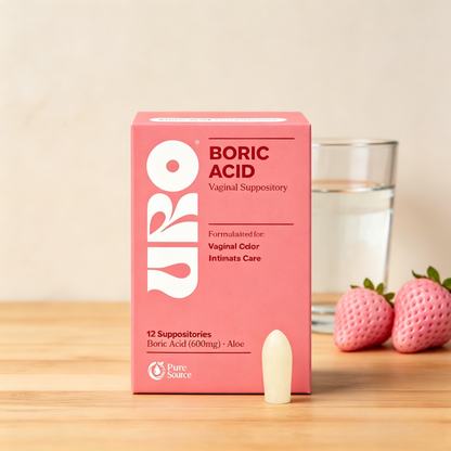 URO Boric Acid Vaginal Suppositories: Aloe-Soothing Formula for Healthy pH & Lasting Comfort
