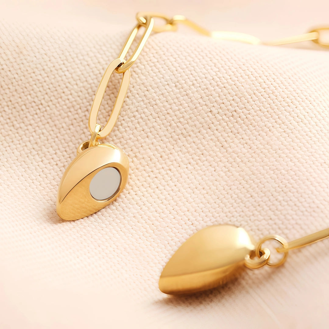 Gold Heart Pendant Magnetic Necklace – Paperclip Chain with Love Heart Pendant