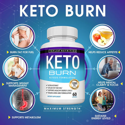 Keto Burn Pills Ketosis Weight Loss - 1200 Mg Ultra Advanced Natural Ketogenic Fat Burner Using Ketone Diet for Men Women