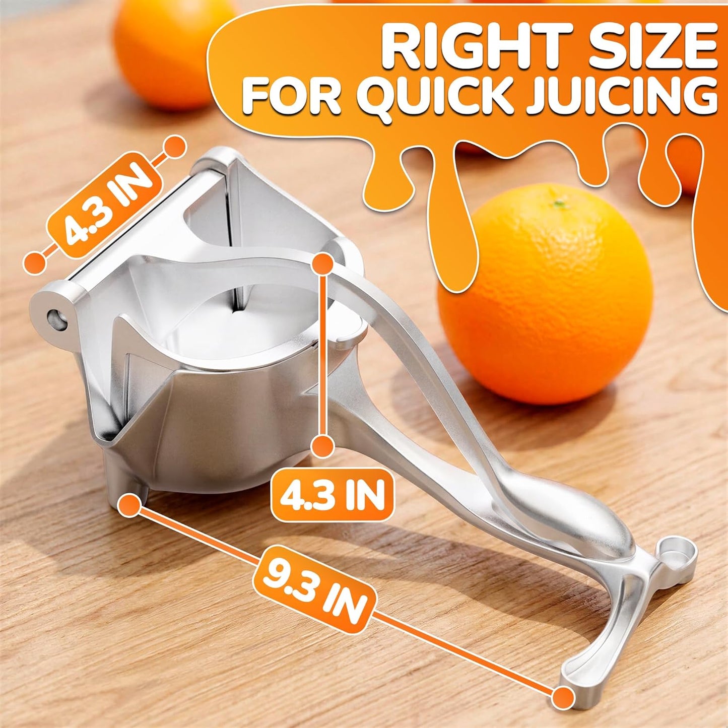 🍊 Manual Citrus Juicer Press, Ergonomic Handle, No Power Easy Clean Squeezer for Orange Pomegranate