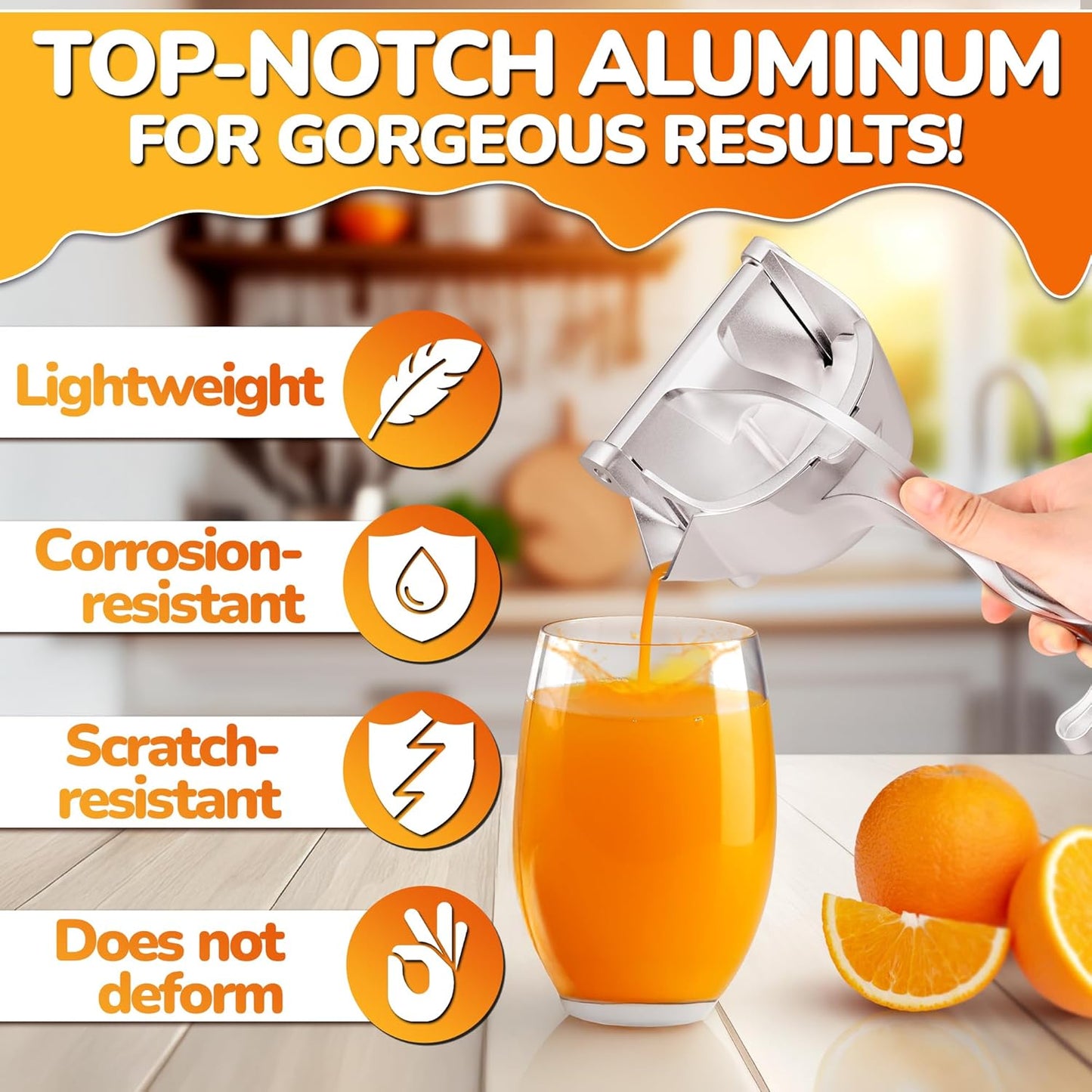 🍊 Manual Citrus Juicer Press, Ergonomic Handle, No Power Easy Clean Squeezer for Orange Pomegranate