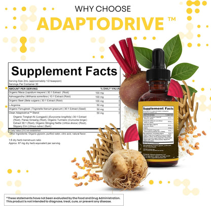 Organic Maca Root Liquid Drops Liquid Multivitamin for Women & Men Adapto Drive