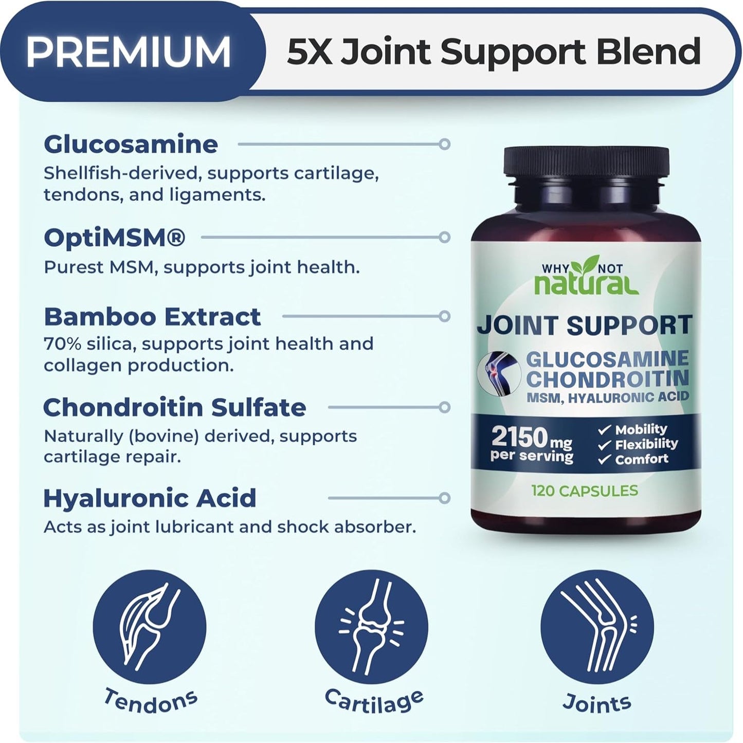 Glucosamine Chondroitin MSM Joint Support Knee & Joint Health Supplement