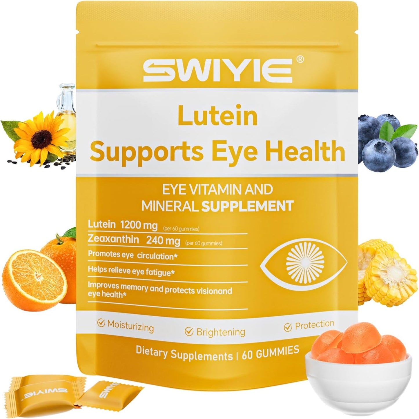 Lutein Gummies for Eye Health Vision Support Eye Vitamins | Blueberry Flavor | 60 Gummies