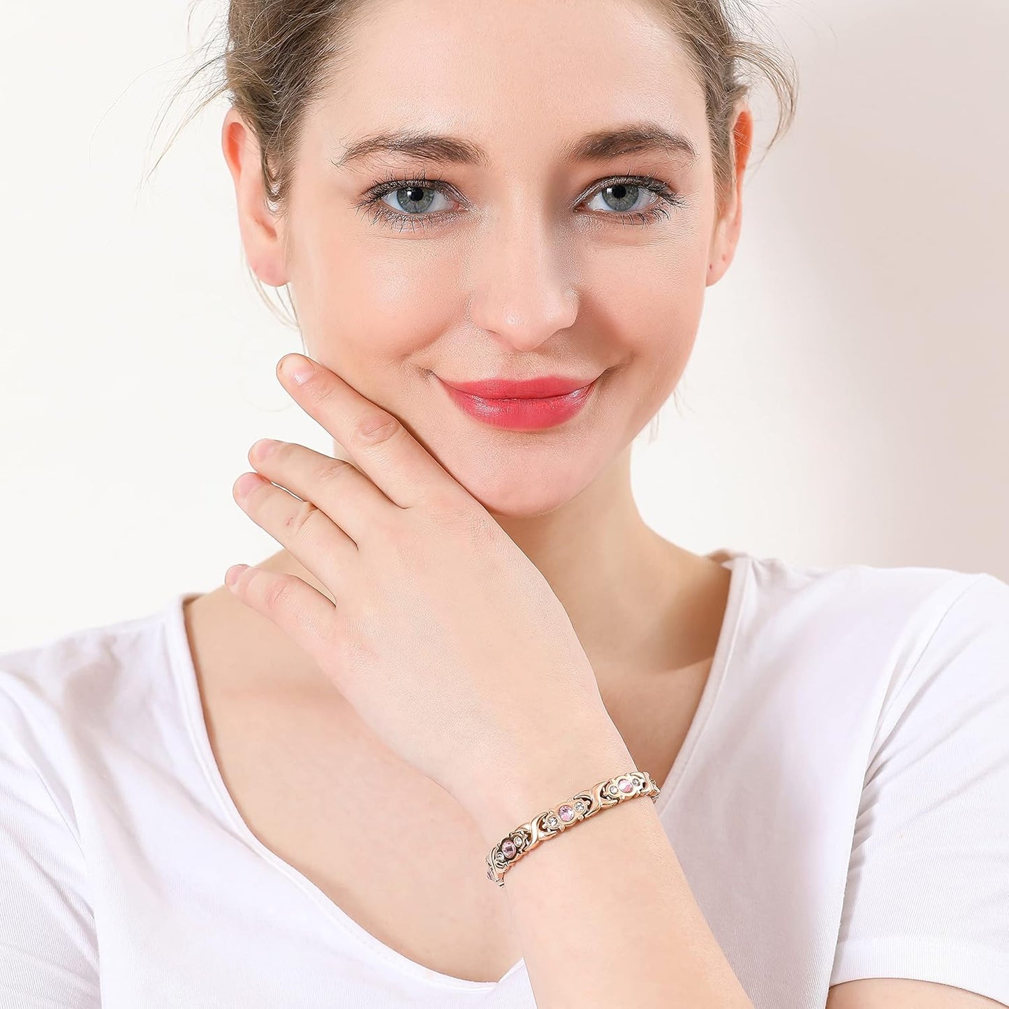 Rose Gold Magnetic Menopause Therapy Bracelet, Relieve Hot Flashes & Anxiety