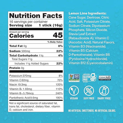 Hydration Multiplier - Lemon Lime - Hydration Powder Packets | Electrolyte Drink Mix | Easy Open Single-Serving Stick | Non-GMO | 16 Sticks