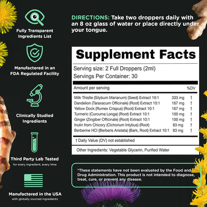 Super Liver Support with Milk Thistle All-Natural Liver Cleanse, Detox & Repair  Month Supply