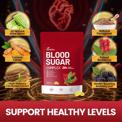 Blood Sugar Complex Supplement ,with 20 Herbs and Vitamins with Cinnamon, Turmeric and More, Non-GMO, Gluten-Free