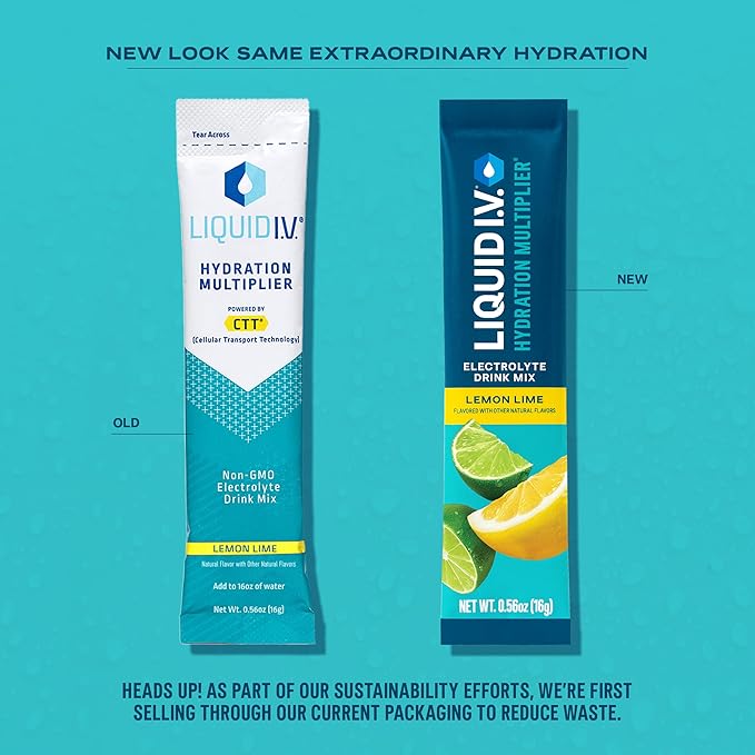 Hydration Multiplier - Lemon Lime - Hydration Powder Packets | Electrolyte Drink Mix | Easy Open Single-Serving Stick | Non-GMO | 16 Sticks