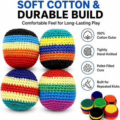 2026 Upgraded Crochet Hacky Sack Footbags 6 Pack for Outdoor Beginners