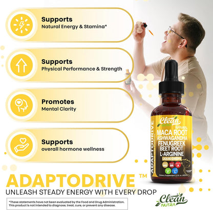 Organic Maca Root Liquid Drops Liquid Multivitamin for Women & Men Adapto Drive