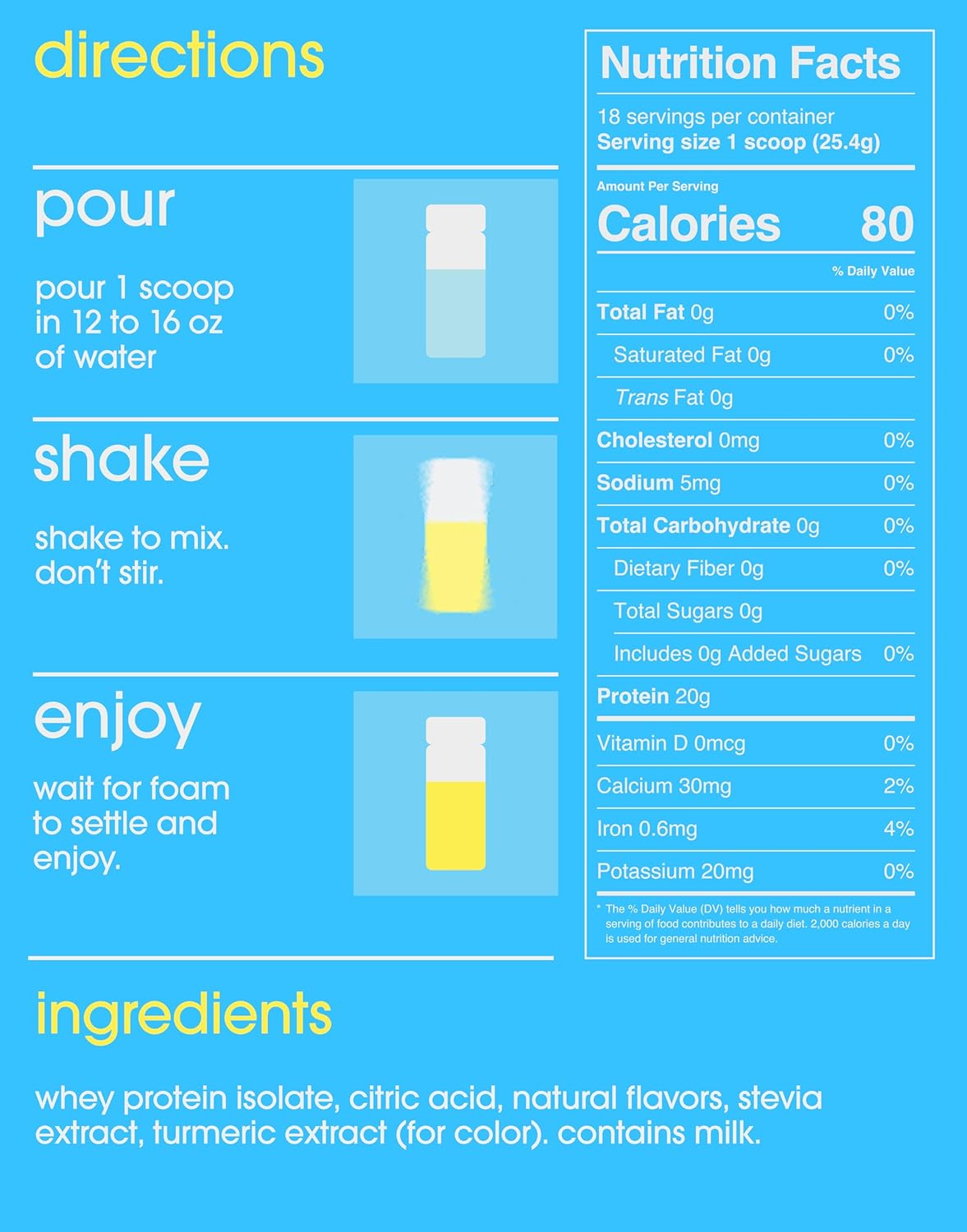 Clear Protein Powder 20G Protein for Women & Men | Lactose Free, Grass-Fed Whey Isolate, Gluten Free, Zero Sugar, Gut Friendly, Non-Bloating (Lemonade-18 Servings)