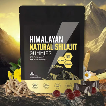 Himalayan Shilajit Gummies | With Ashwagandha, Gokshura & other herbs | No addedsugar，60 Gummies