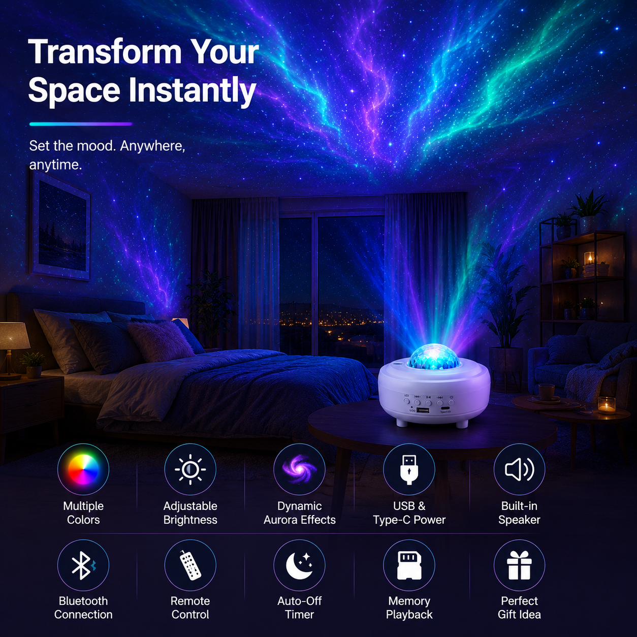 Transform Your Room Into A Dream Galaxy.Relax • Sleep Better • Create Magical Atmosphere Every Night