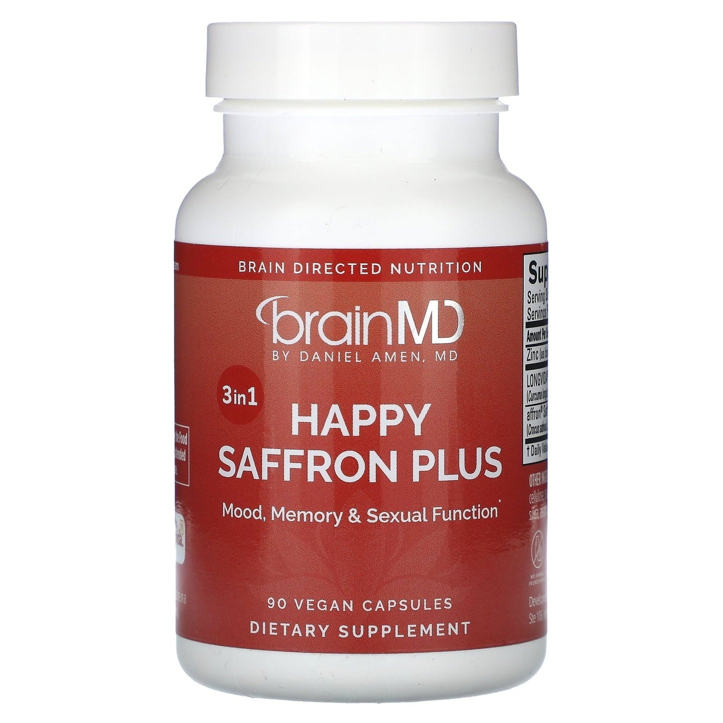 Happy Saffron Plus, 90 Vegan Capsules，Feel the Joy of a Balanced Mind &Restful Sleep
