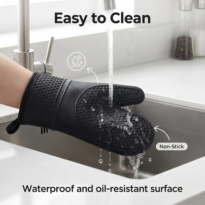Silicone Oven Mitts – Heat & Water Resistant, Non-Slip, Cotton Lining for Kitchen & BBQ