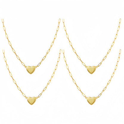 Gold Heart Pendant Magnetic Necklace – Paperclip Chain with Love Heart Pendant