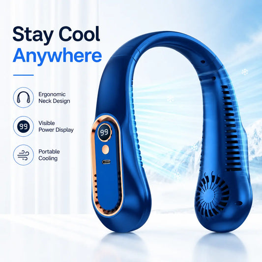 360° Bladeless Neck Fan – Hands-Free Portable Cooling That Follows You Everywhere