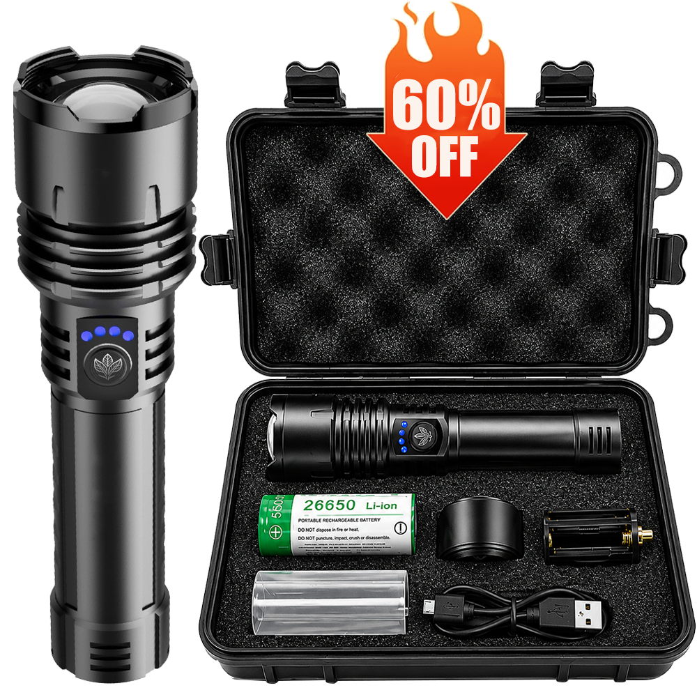 🔥60% OFF + FREE GIFT🔦 Super Bright Ultimate LED Tactical Flashlight, 80X Brightness, Cree LEDs, 50H Battery, Military Tough