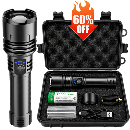 🔥60% OFF + FREE GIFT🔦 Super Bright Ultimate LED Tactical Flashlight, 80X Brightness, Cree LEDs, 50H Battery, Military Tough