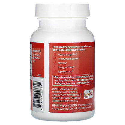 Happy Saffron Plus, 90 Vegan Capsules，Feel the Joy of a Balanced Mind &Restful Sleep