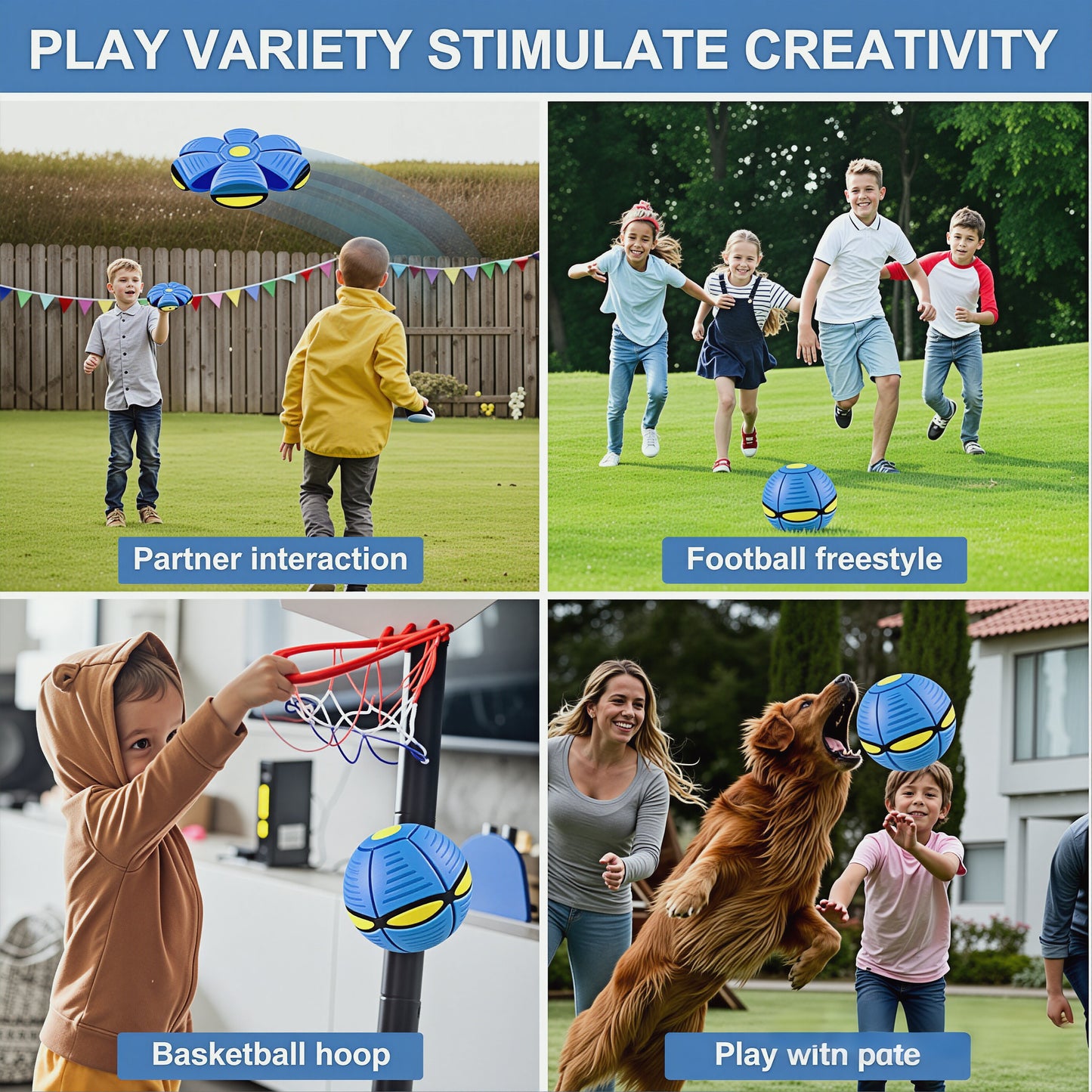 2-in-1 LED Light Up Magic Bouncing Flying Saucer Ball | Transformable Metaball Interactive Kids Play Toy