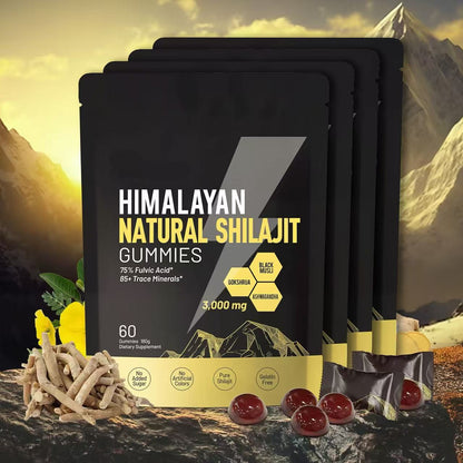 Himalayan Shilajit Gummies | With Ashwagandha, Gokshura & other herbs | No addedsugar，60 Gummies