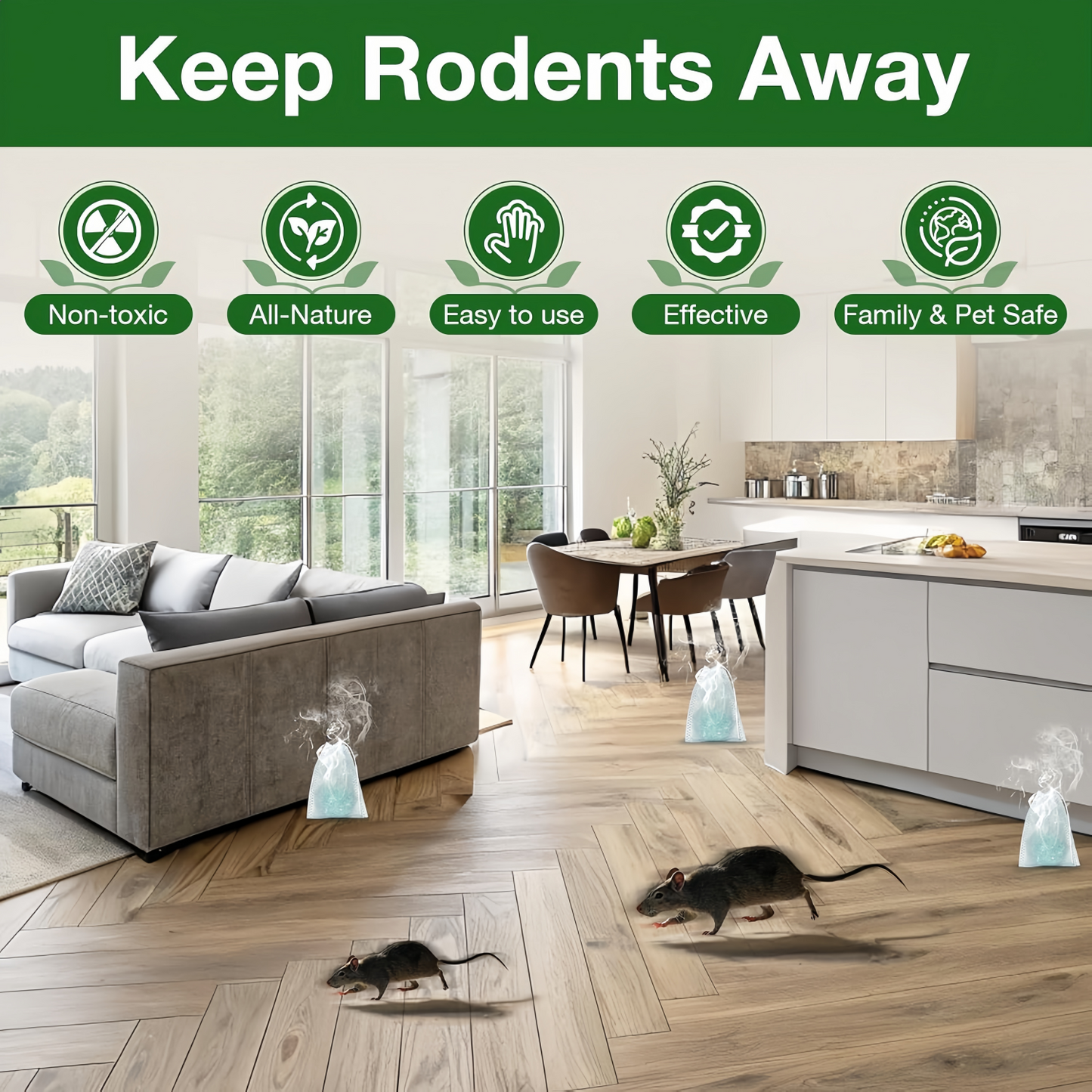 Peppermint Oil Rodent Repellent – Indoor/Outdoor Deterrent for Mice, Rats, Ants, Roaches & Spiders