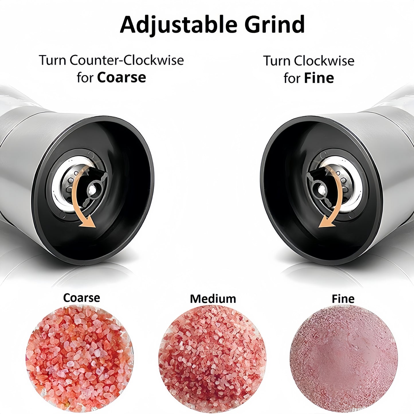 Stainless Steel Manual Salt & Pepper Grinder Set – Adjustable Coarseness, Refillable Glass Mills for Kitchen & BBQ